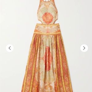 Zimmerman Anneke cutout paisley-print linen maxi dress, size 0P